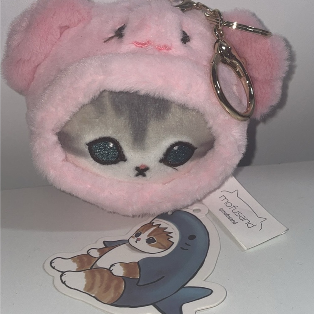 Motsuard Pink Cat Plush Keychain